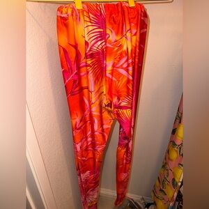 Versace Jungle Print Orange & Pink Leggings READ DESCRIPTION